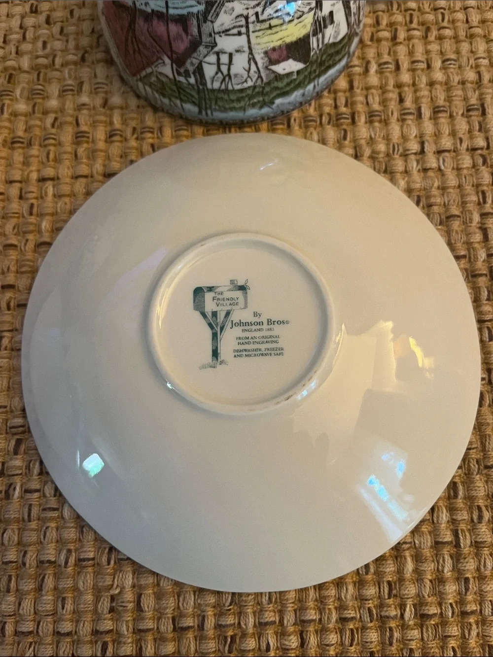 Vintage 2 Johnson Brothers England Friendly Village ICE HOUSE Cup & Saucer Set